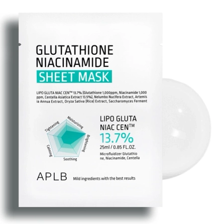APLB - Glutation Niacinamide Sheet Mask - Világosító Fátyolmaszk - 1db/25ml