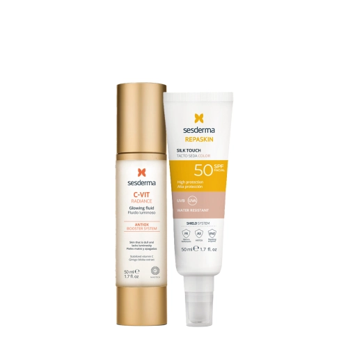 sesderma - C-VIT Radiance + Repaskin Silk Touch Color SPF50 - Arcápoló Készlet - 50ml+50ml