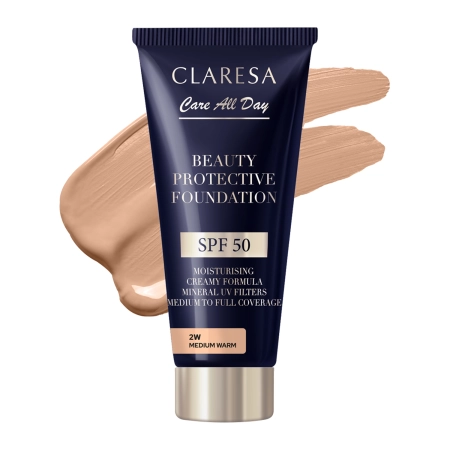 Claresa - Beauty Protective Foundation SPF 50 - Hidratáló Alapozó SPF50 - 2W Medium Warm - 30ml