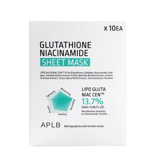 APLB - Glutation Niacinamide Sheet Mask Set - Világosító Fátyolmaszk Készlet - 10x25ml
