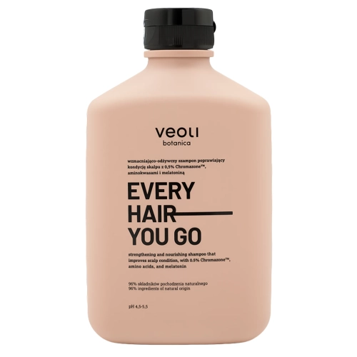 Veoli Botanica - EVERY HAIR YOU GO - Erősítő, Tápláló és Fejbőr Állapotát Javító Sampon 0,5% Chromazone-nal, Aminosavakkal és Melatoninnal - 300ml