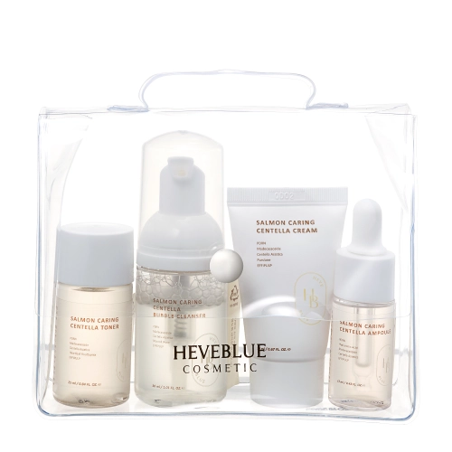 HEVEBLUE - Salmon Caring Centella Special Travel Kit Bag - Miniatűr Készlet - 30ml+25ml+13ml+20ml