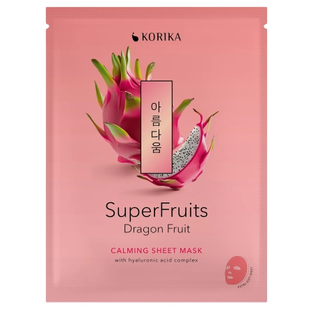 KORIKA - Superfruits Calming Sheet Mask Dragon Fruit - Nyugtató Fátyolmaszk - 1db/25g