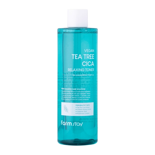 Farmstay - Vegan Tea Tree Cica Relaxing Toner - Bőrnyugtató Tonik Teafával és Cica-val - 400ml