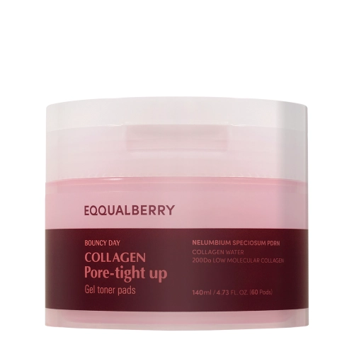 EQQUALBERRY - Collagen Pore Tight Up Gel Toner Pad - Pórusszűkítő Arckorongok - 60szt/140ml