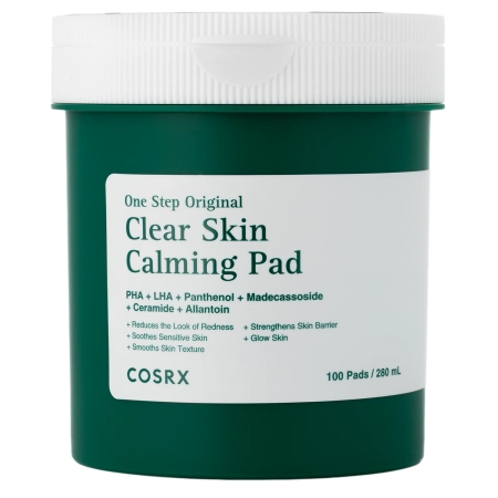 COSRX - One Step Original Clear Skin Calming Pad - Bőrnyugtató tisztító arckorong problémás bőrre - 280ml/100db