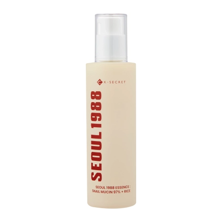 K-SECRET - SEOUL 1988 Essence : Snail Mucin 97% + Rice - Bőrnyugtató Esszencia Csiganyálka-szűrlettel és Rizzsel - 100ml