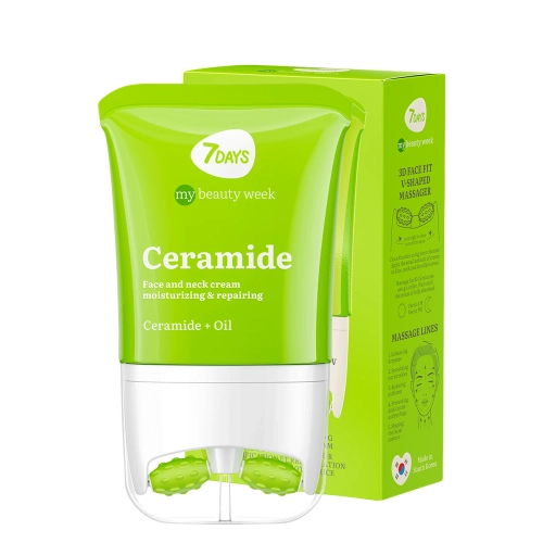 7DAYS - My Beauty Week - Face and Neck Cream Massager Nourishing & Repairing Concentrate Ceramide - Regeneráló Hatású Arc- és Nyakkrém Görgővel - 80ml
