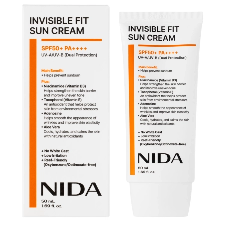 NIDA - Invisible Fit Sun Cream - Arckrém UV-szűrőkkel - 50ml