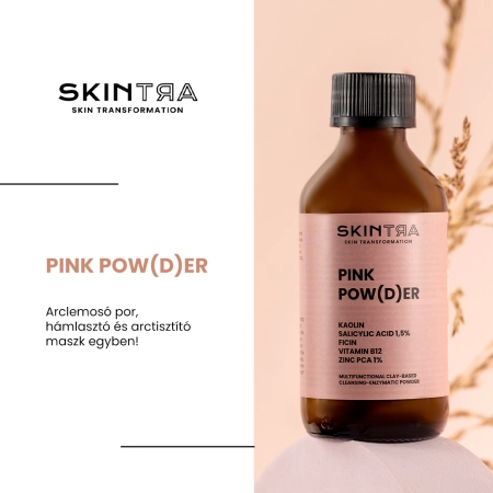 SkinTra - Pink Pow(d)er - Agyag Alapú Multifunkcionális Tisztító és Hámlasztó Enzimes Púder - 40g