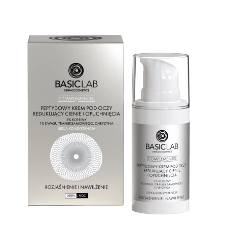 BasicLab - Világosítás és Hidratálás - Peptid Szemkrém a Sötét Karikák és a Táskák Csökkentésére - 15ml