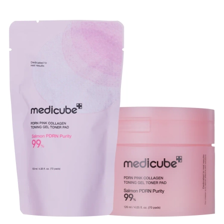 Medicube - PDRN Pink Collagen Tonning Gel Toner Pad - Tonizáló Zselés Arckorongok Kollagénnel - 70szt