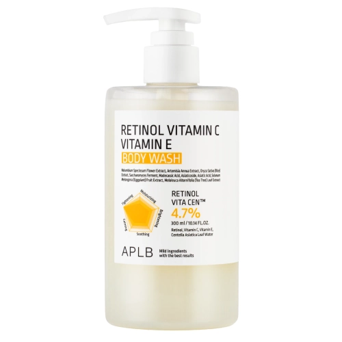 APLB - Retinol Vitamin C Vitamin E Testápoló Gél - Simító és Feszesítő Tusfürdő Retinollal, C- és E-vitaminnal - 300ml