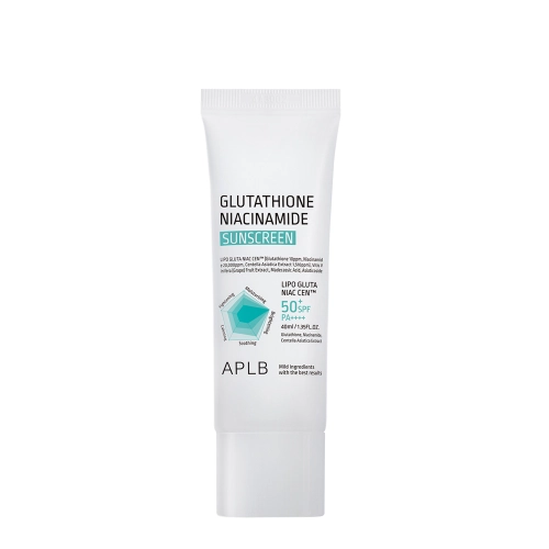 APLB - Glutathione Niacinamide Sunscreen SPF50+ PA++++ - Világosító Arckrém UV-szűrőkkel - 40ml
