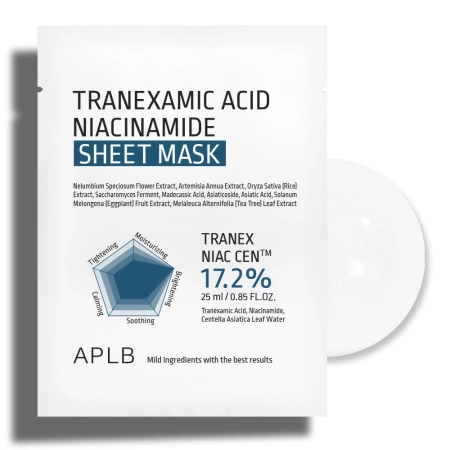 APLB - Tranexamic Acid Niacinamide Sheet Mask - Világosító és Hidratáló Fátyolmaszk - 1db/25ml