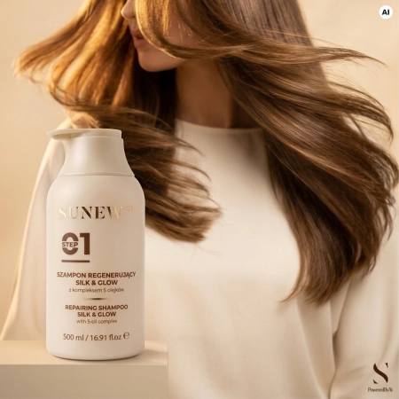SunewMed+ - Silk&Glow Repairing Shampoo - Regeneráló Sampon 5 Olaj Komplexszel - 500ml
