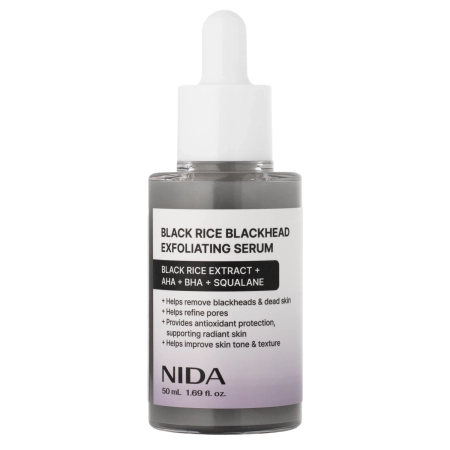 NIDA - Black Rice Blackhead Exfoliating Serum - Hámlasztó Arcszérum Fekete Rizskivonattal - 50ml