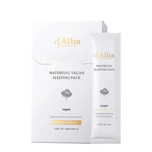 d'Alba - Waterfull Vegan Sleeping Pack - Hidratáló Éjszakai Arcmaszk - 12x4ml