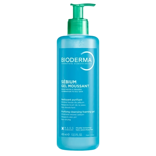 Bioderma - Sebium Moussant Gel - Antibakteriális Arctisztító Gél Pattanásos Bőrre - 400ml