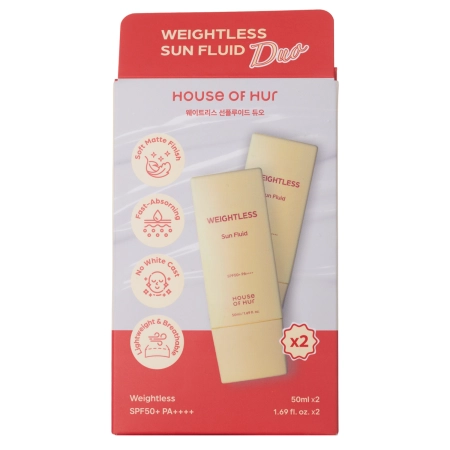 House of Hur - Weightless Sun Fluid Duo Set SPF 50+ PA++++ - Könnyű Napvédő Fluid Arcra - Készlet 2×50ml