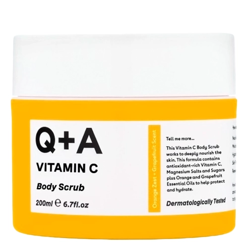 Q+A - Vitamin C Body Scrub - Ragyogtató Testradír C-vitaminnal - 200ml