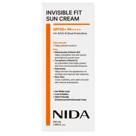 NIDA - Invisible Fit Sun Cream - Arckrém UV-szűrőkkel - 50ml