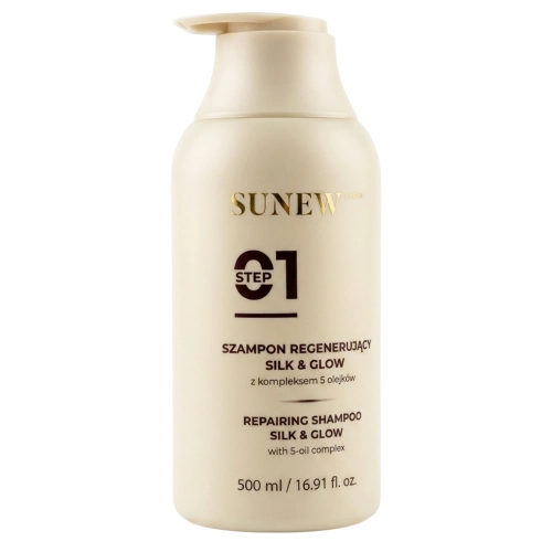 SunewMed+ - Silk&Glow Repairing Shampoo - Regeneráló Sampon 5 Olaj Komplexszel - 500ml