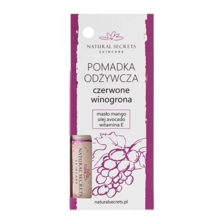 Natural Secrets - Védő Ajakbalzsam - Vörös Szőlő - 3,5gNatural Secrets - Ajakvédő Balzsam - Vörös Szőlő - 3,5g