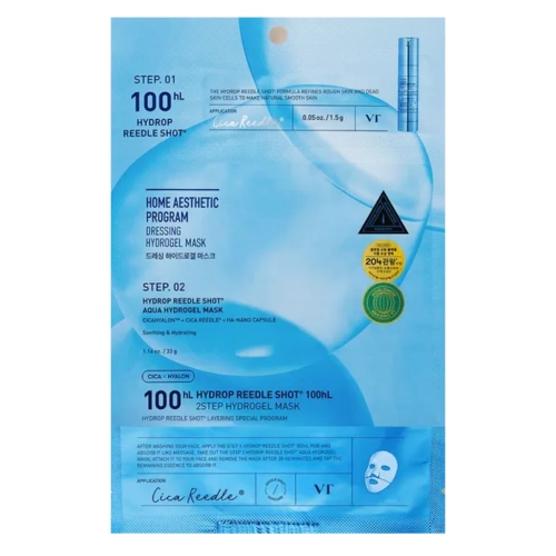 VT Cosmetics - Hydrop Reedle Shot 100hL 2Step Hydrogel Mask - Hidratáló Hatású Hidrogél Arcmaszk - 1,5g+33g