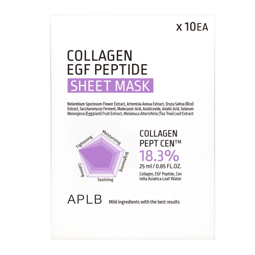 APLB - Collagen EGF Peptide Sheet Mask Set - Hidratáló és Feszesítő Fátyolmaszk Szett - 10x25ml
