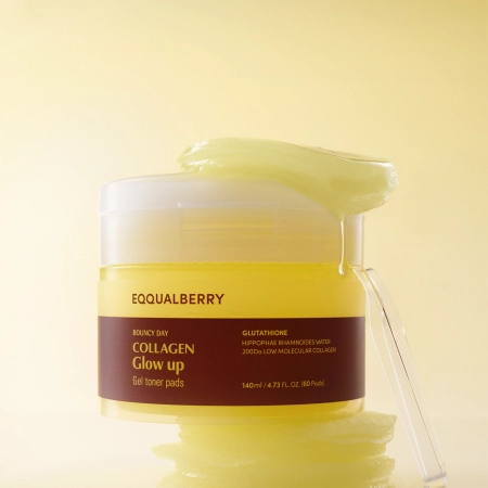 EQQUALBERRY - Collagen Glow Up Gel Toner Pad - Ragyogtató Arckorongok - 60szt/140ml