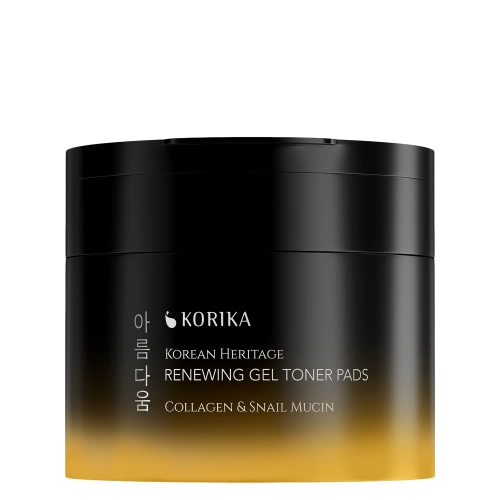 KORIKA - Korean Heritage Collagen & Snail Mucin Renewing Gel Toner Pads - Zselés Arckorongok Kollagénnel és Csiganyálkával - 70db