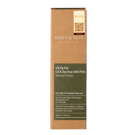 Mary&May - Vegan CICA Tea Tree AHA PHA Toner - Vegán Arctonik Savakkal - 200ml 