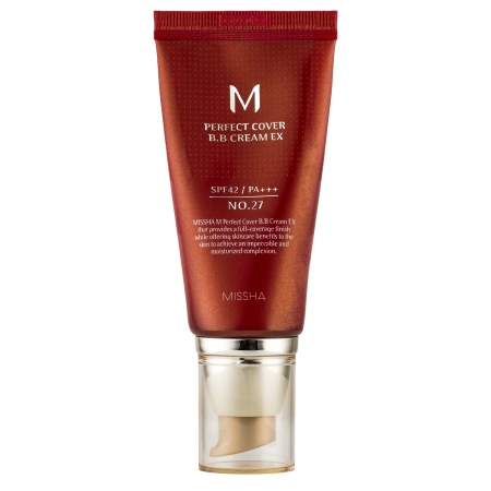 Missha - M Perfect Cover BB Cream SPF42/PA++ - Fedő BB Krém - 27 Honey Beige - 50ml