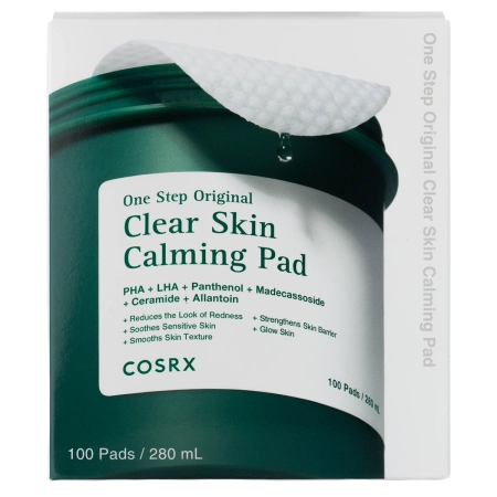 COSRX - One Step Original Clear Skin Calming Pad - Bőrnyugtató tisztító arckorong problémás bőrre - 280ml/100db