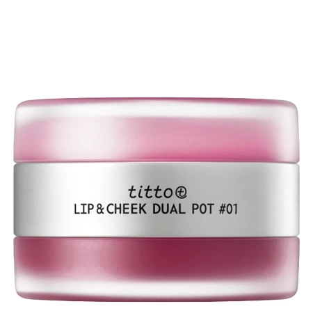 titto - Lip & Cheek Dual Pot - Duó Ajkakra és Orcákra - #01 Satin Ribbon/Pink on Top - 10g