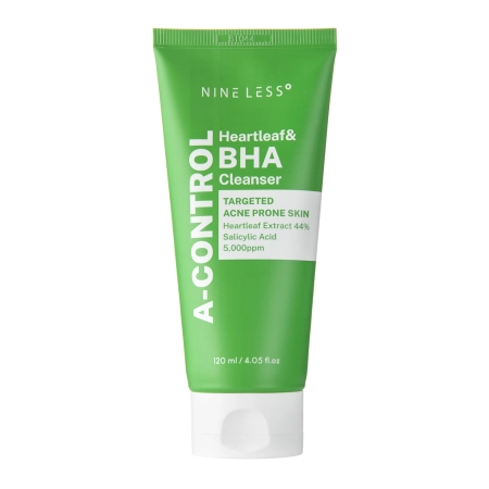 Nine Less - A-Control Heartleaf & BHA Cleanser - Hámlasztó Arclemosó - 120ml
