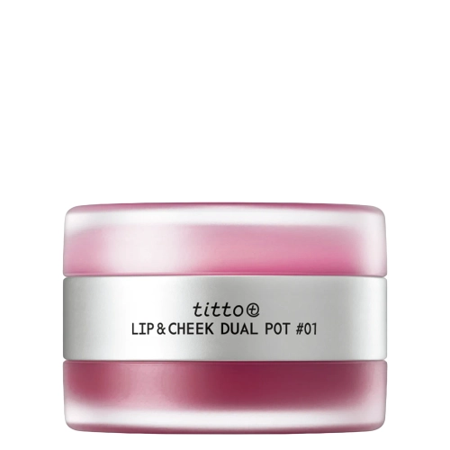 titto - Lip & Cheek Dual Pot - Duó Ajkakra és Orcákra - #01 Satin Ribbon/Pink on Top - 10g