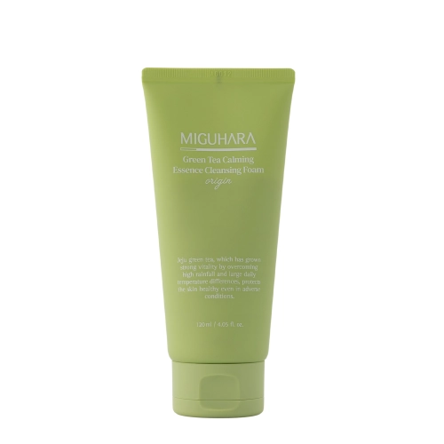 Miguhara - Green Tea Calming Essence Cleansing Foam Origin - Bőrnyugtató Hatású Arctisztító Hab Zöld Teával - 120ml