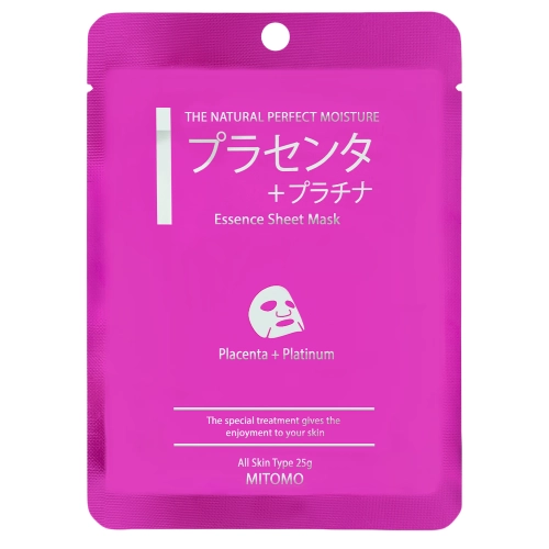 Mitomo - Placenta + Platinum Essence Mask - Fátyolmaszk Platinával és Fitoplacentával - 1db/25g
