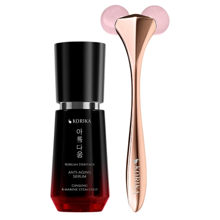 KORIKA - Anti-age Skincare Set - Anti-aging Serum 30 ml & 3D Face Roller - Ránctalanító Készlet - Szérum + Görgő - 30ml+1db