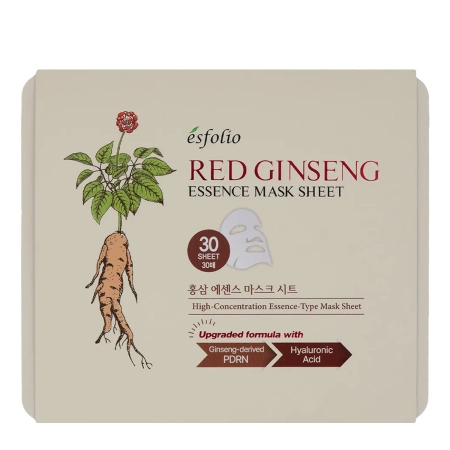 Esfolio - Pure Skin Red Ginseng Essence Mask Sheet - Fátyolmaszk Készlet - 400ml/30db