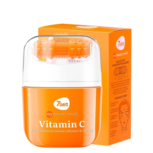 7DAYS - My Beauty Week - Face Cream Massager Radiance & Lifting Concentrate Vitamin C - Ragyogást és Feszességet Fokozó C-vitaminos Arckrém Görgővel - 40ml