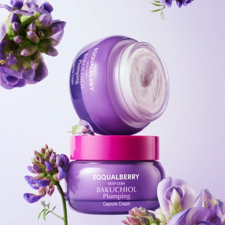 EQQUALBERRY - Bakuchiol Plumping Capsule Cream - Feszesítő és Hidratáló Arckrém Bakuchiollal - 50ml