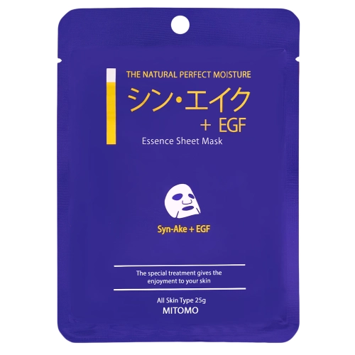 Mitomo - Syn-AKE + EGF Essence Sheet Mask - Fátyolmaszk Syn-AKE-val és EGF-fel - 1db/25g