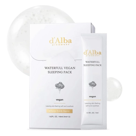 d'Alba - Waterfull Vegan Sleeping Pack - Hidratáló Éjszakai Arcmaszk - 12x4ml
