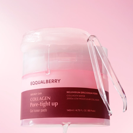 EQQUALBERRY - Collagen Pore Tight Up Gel Toner Pad - Pórusszűkítő Arckorongok - 60szt/140ml