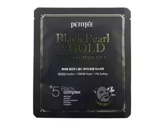 Petitfee - Black Pearl & Gold Hydrogel Mask Pack - Hidrogél Arcmaszk Fekete Gyönggyel és Arannyal - 32g