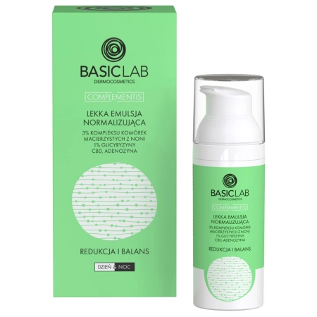 BasicLab - Könnyed Normalizáló Emulzió 3% Noni Anyasejtek Komplexszel, 1% Glicirrizinnal, CBD-vel és Adenozinnal - 50ml