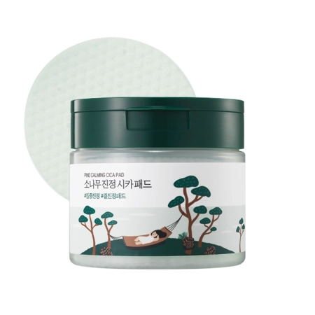 Round Lab - Pine Calming Cica Pad - Bőrsimító és -nyugtató Arckorongok - 50db.